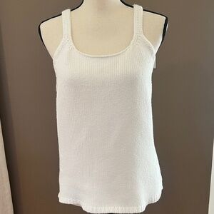 Women's Gap White Cotton Knit Sweater Tank Top, Size Large